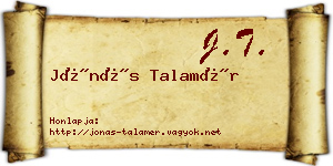 Jónás Talamér névjegykártya